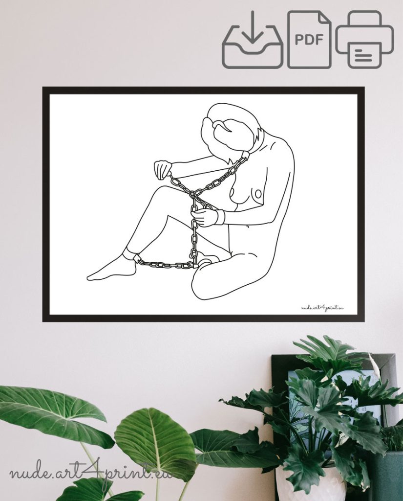 Bdsm Gift Art Poster Prints Erotic Line Drawing Nude Line Art Prints