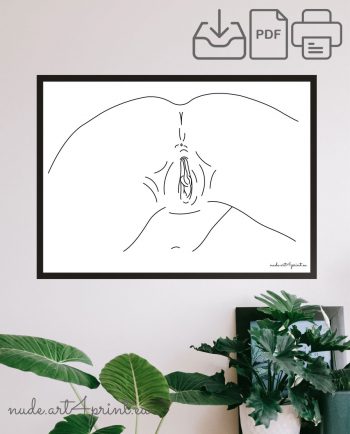 Vagina Art Print For Interior Decoration Nude Line Art Prints For