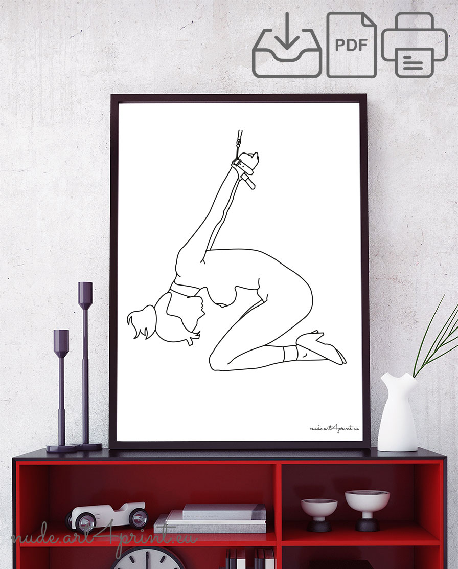 BDSM fetish print erotic art canva - Nude line art prints for sexy bedroom  interior decoration or lover gifts - erotic posters and canvas