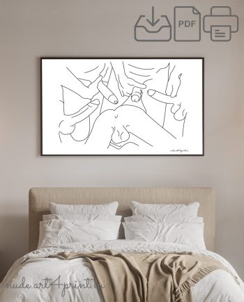 Gay gangbang sex art print canva poster download