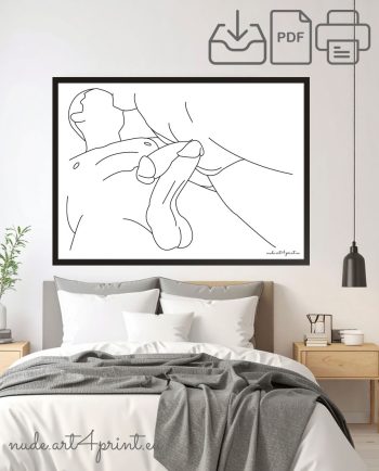 Gay love nude print canva digital line art