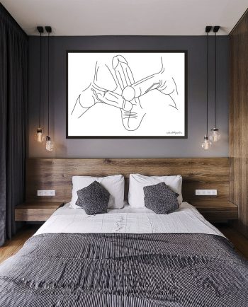 Gay penis art print genital line artwork