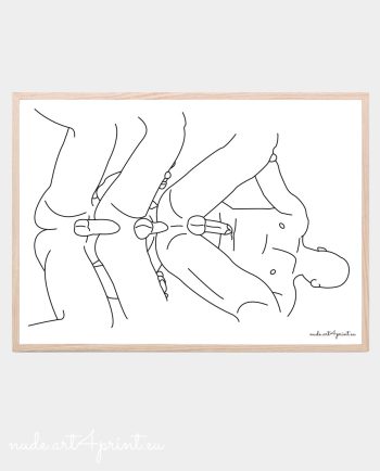 Gay threesome fuck art print poster digital gift