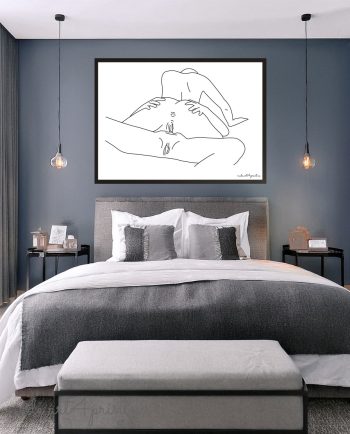 Girls sex lesbian love pussy artwork poster line sketch