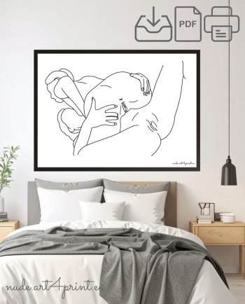Girls sex lesbian nude vagina artwork poster lines print