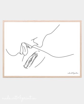 Lesbian kissing pussy print girl kiss nude vagina line drawing