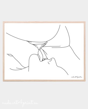 Lesbian oral sex art print digital wall poster licking pussy