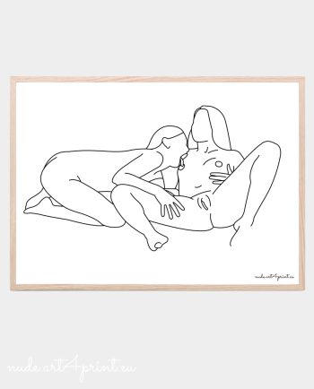 Lesbian spread pussy love print nude girls sex vagina line poster