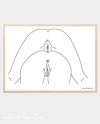 Lesbian vagina art print pussy ass line drawing