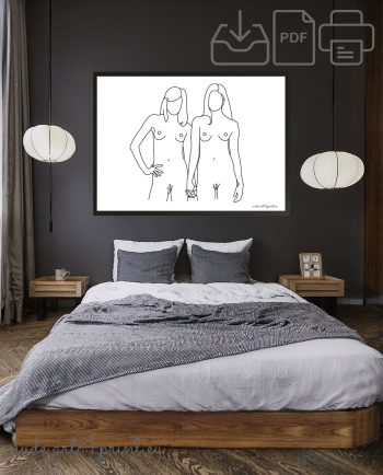 Nude girls erotica lesbian art poster print