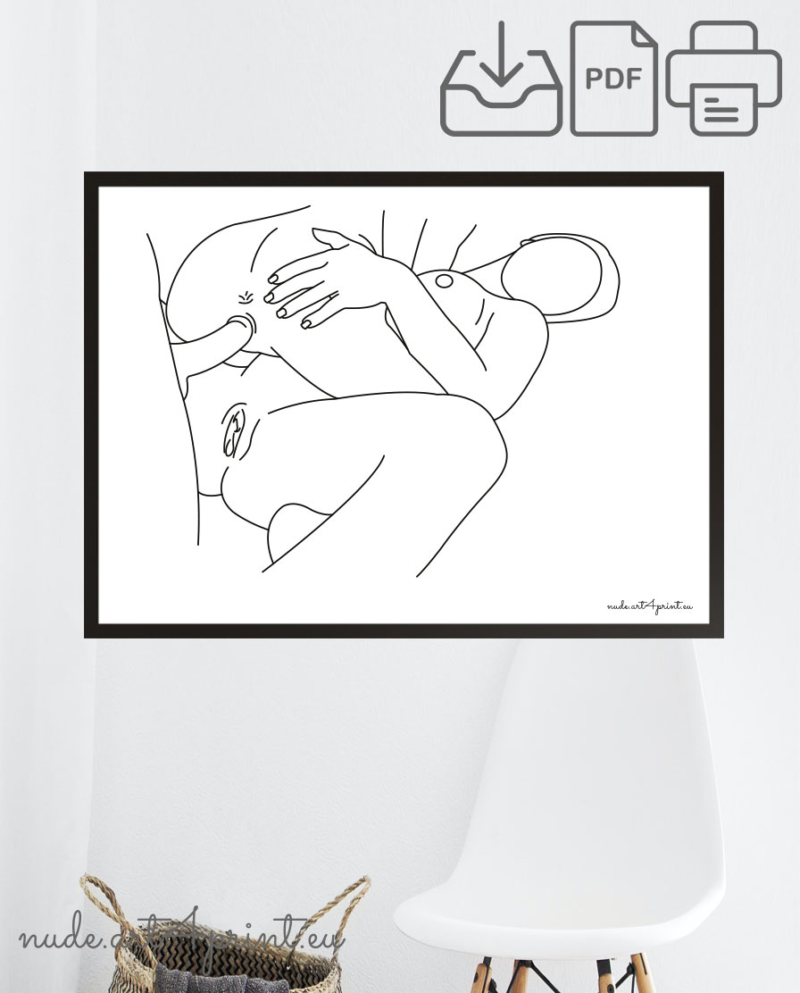 Art sex threesome print poster canva downloadable - Nude line art prints  for sexy bedroom interior decoration or lover gifts - erotic posters and  canvas