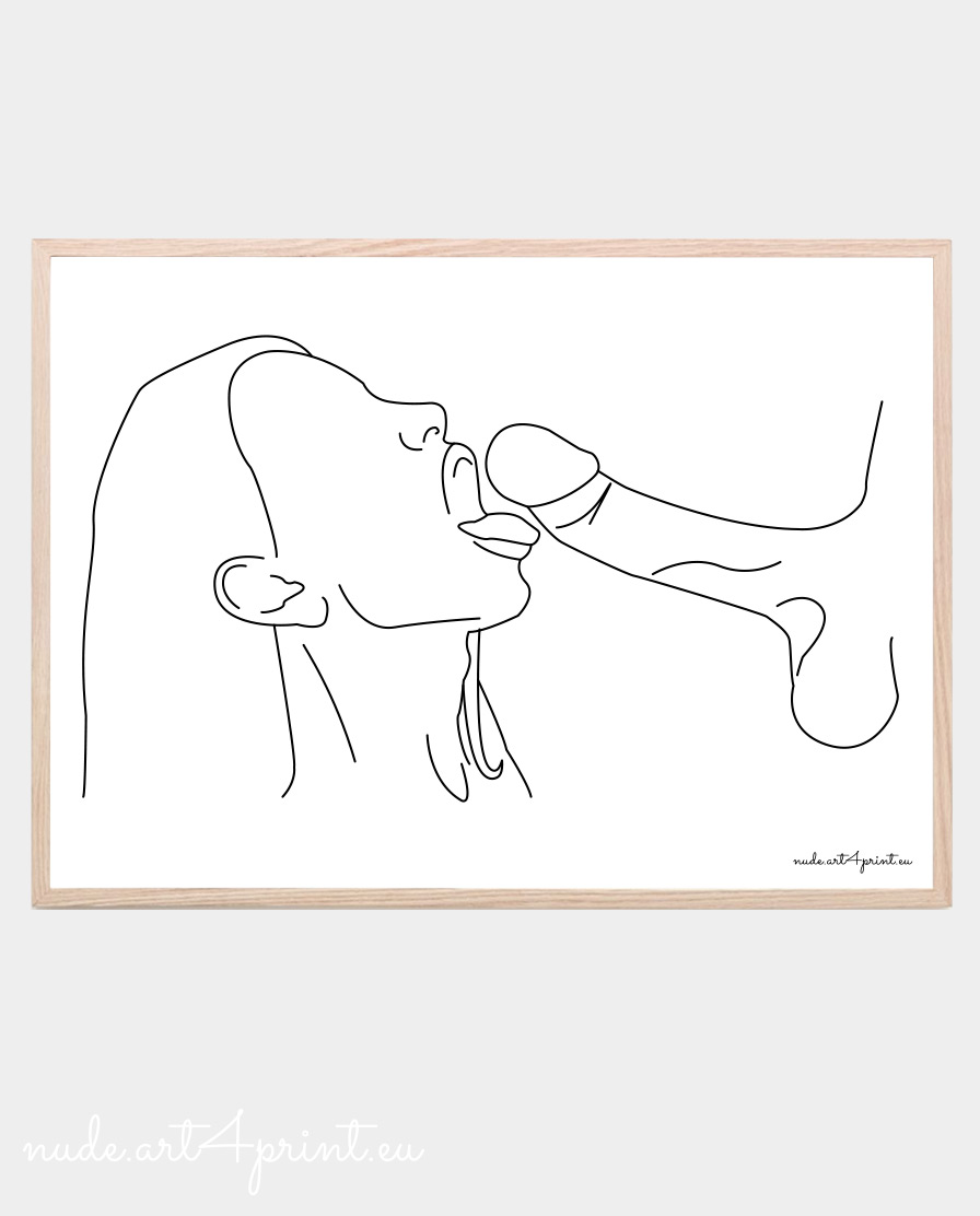 Blowjob art print for download - Nude line art prints for sexy bedroom  interior decoration or lover gifts - erotic posters and canvas