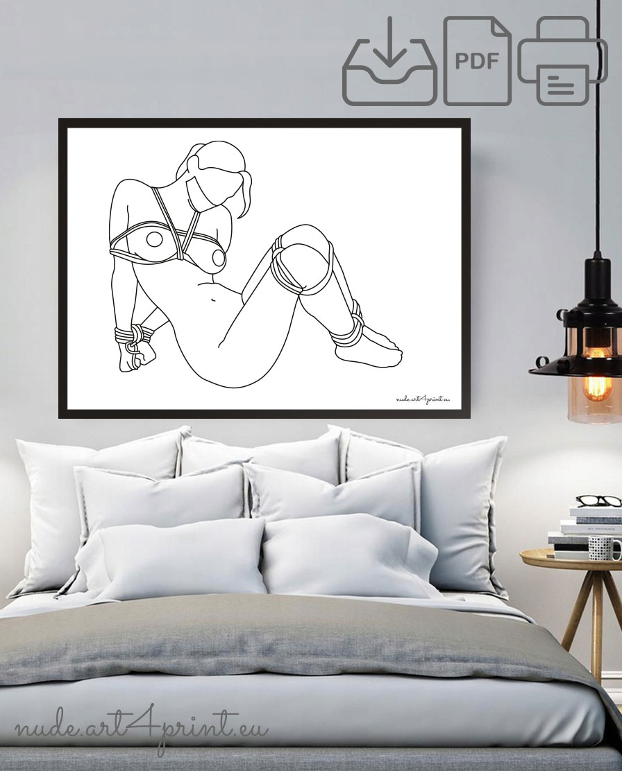 Erotic BDSM print digital erotica lineart - Nude line art prints for sexy  bedroom interior decoration or lover gifts - erotic posters and canvas