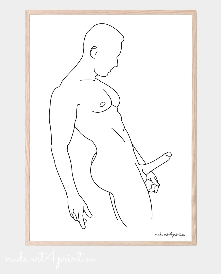 Erotic male art print - Nude line art prints for sexy bedroom interior  decoration or lover gifts - erotic posters and canvas