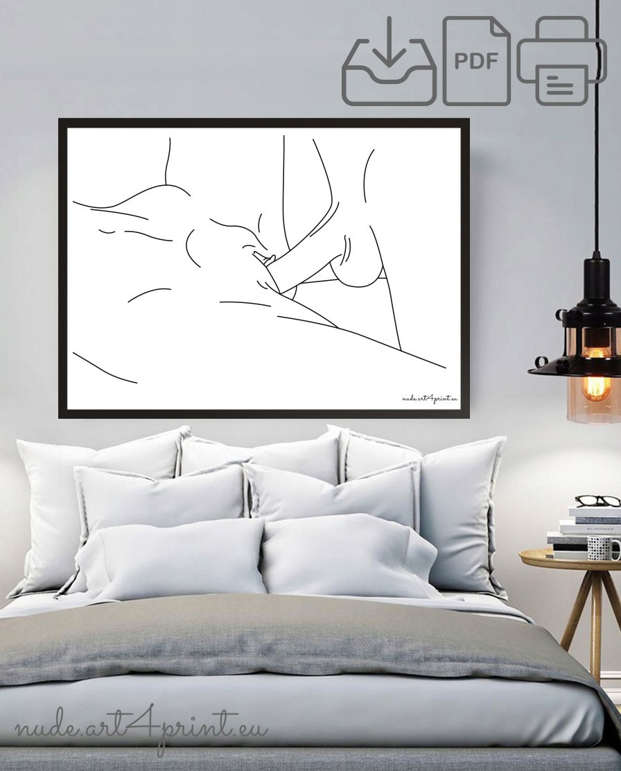 Explicite close sex art print for poster canva frame on shelf  