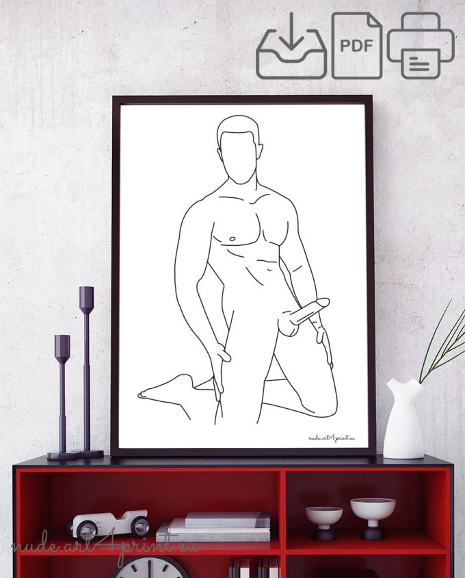 naked male bedroom artwork print man body line drawing canvas posters