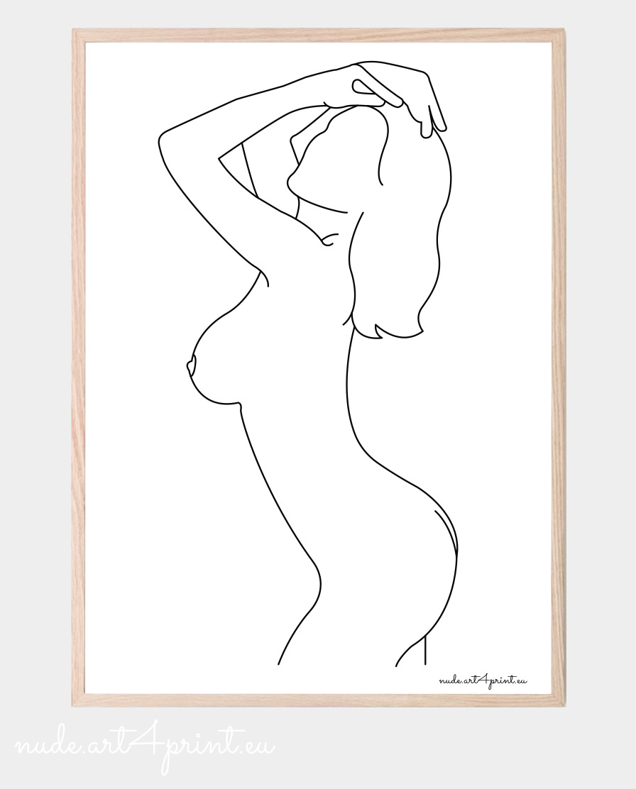 Nude woman line drawing erotic print - Nude line art prints for sexy  bedroom interior decoration or lover gifts - erotic posters and canvas