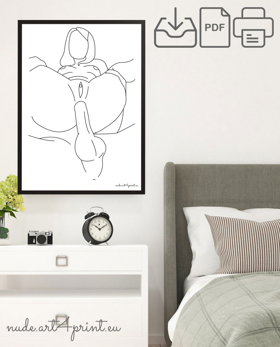 Sex art for download and print - Nude line art prints for sexy bedroom  interior decoration or lover gifts - erotic posters and canvas