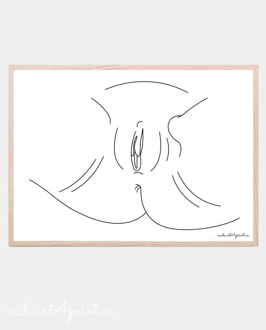 Vagina print for download - Nude line art prints for sexy bedroom interior  decoration or lover gifts - erotic posters and canvas