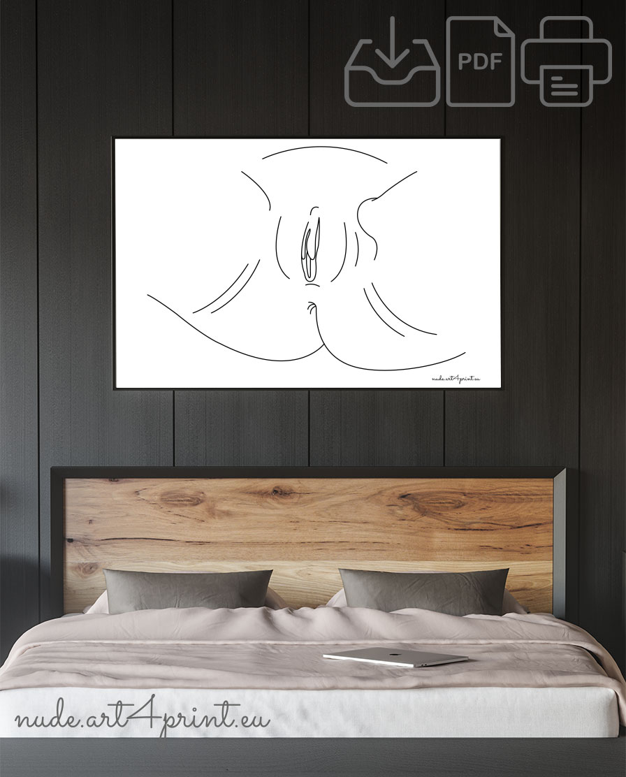 Vagina print for download - Nude line art prints for sexy bedroom interior  decoration or lover gifts - erotic posters and canvas